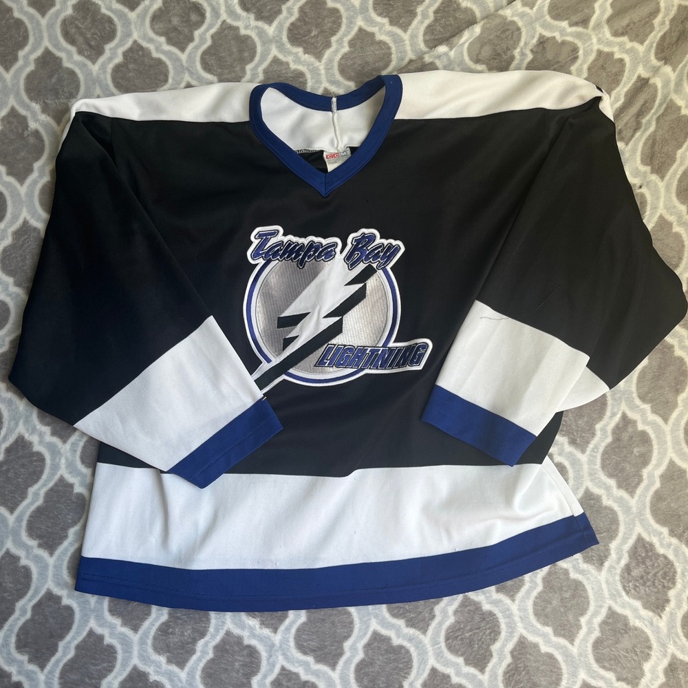 Vintage CCM Hockey Jersey Mens Size XL Black Tampa Bay Lightning Maska NHL